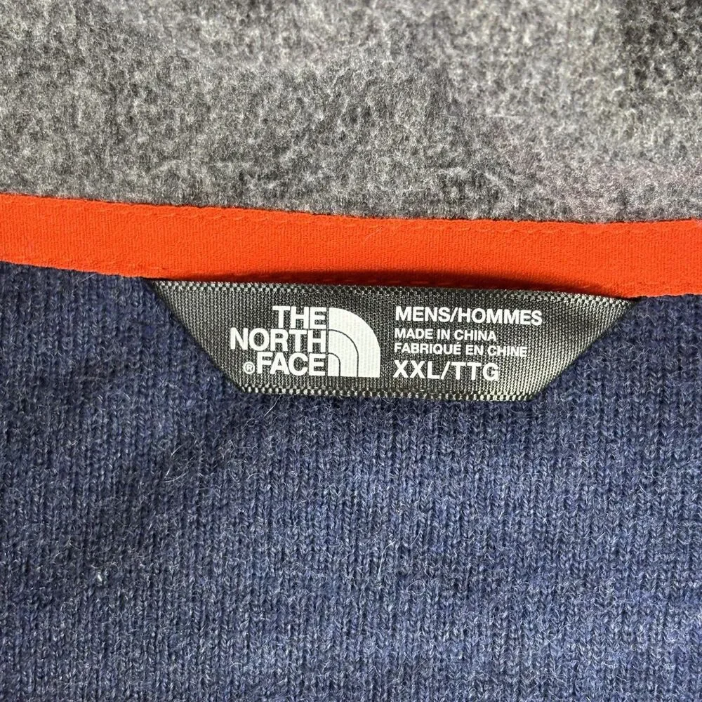 The North Face‎ Sweater Mens 2XL Navy Quarter Zip Mock Neck Wool Blend Pullover